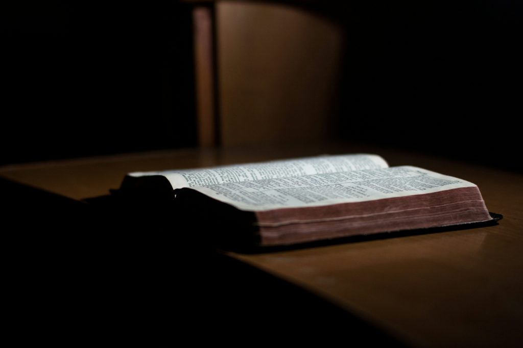 Open book on a table